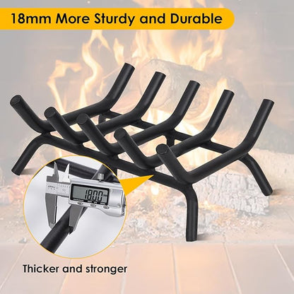 STBoo Fireplace Grate 17inch Heavy Duty - Fireplace Log Holder | Fire Place Grate Cast Iron | Wood Stove Wrought Rack | Firewood Log Fire Pit Tray for Indoor & Outdoor Kindling Tool Camping Cooking