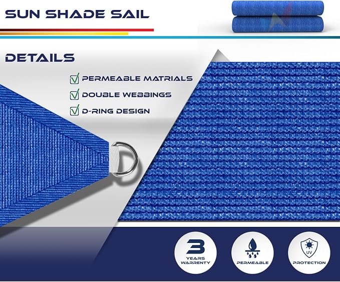 Windscreen4less 22' x 22' x 22' Sun Shade Sail Triangle Outdoor Canopy Cover UV - Image 3