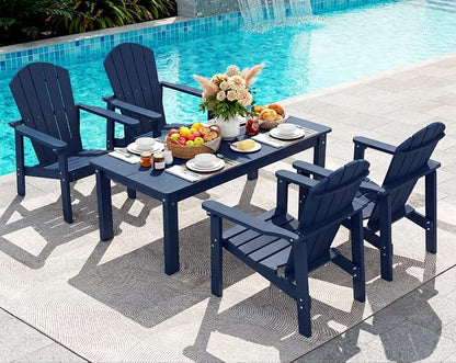 Stackable Set, 4 Chairs with 47in Table, All-Weather HDPE, HDPE All-Weather by nevilywood