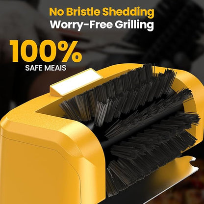 Grill Brush - 4000mAh Electric Grill Brush for Outdoor Grill with Dual-Speed Motor, No Bristle Shedding BBQ Brush Cleaner, Dishwasher-Safe, 90 Mins Working Time with LED Light, As a Ideal Gift