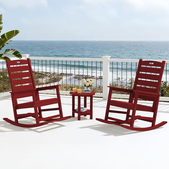 SERWALL Outdoor Rocking Chair Set of 2, Oversized HDPE Rocker, all Weather - Image 10