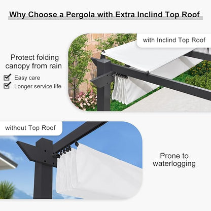 PURPLE LEAF Outdoor Pergola 10' x 13' w/Lights & Double Canopy, aluminum frame - Image 3