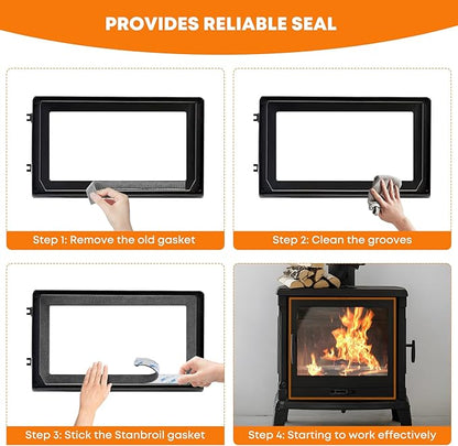 Stanbroil Stove Gasket Tape, 1" Width, 1/8" Thick 72" Length Self Adhesive Flat Gasket for Stoves and Fireplaces, High Temperature Fiberglass Gasket Tape