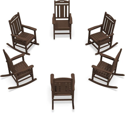 Oversized Outdoor Rocking Chairs Set of 6, 380lbs Heavy-Duty Large Patio Rocker by CIOKEA