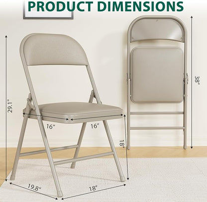 4 Pack Padded Folding Chairs, Portable Metal Foldable Chairs - Image 3
