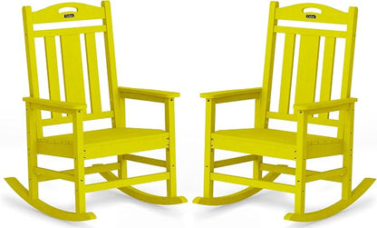 Oversized Outdoor Rocking Chairs Set of 2, 380lbs Heavy-Duty Large Patio Rocker by CIOKEA