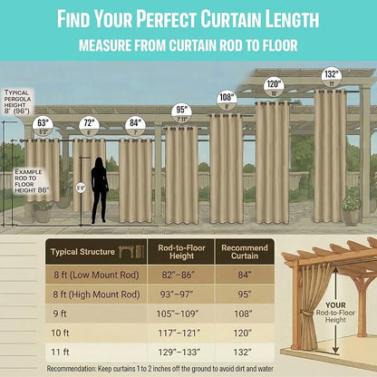 DIVA EN CAMINO DEC Outdoor Patio Curtain Waterproof Darkening Thermal Insulated - Image 3