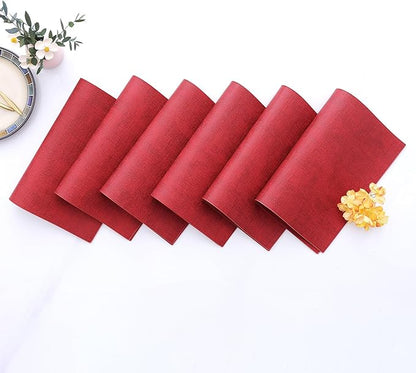 Homaxy Faux Leather Heat Resistant Placemats for Dining Table Set of 4, Waterproof Wipeable Washable PU Table Mats, Easy to Clean Anti-Slip Place Mats, 11.8" x 17", Red