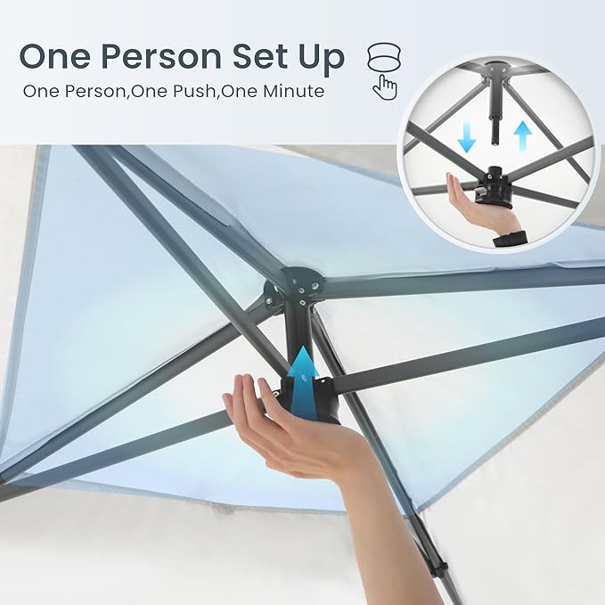 PHI VILLA 10x10ft 1-Person Setup Pop Up Canopy Tent Instant Portable Shelter w/ 1-Button Push, Case, 4 Weight Bags - Green