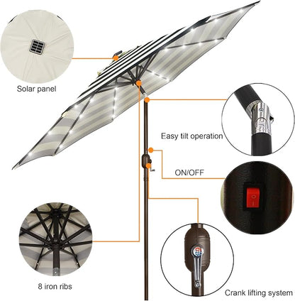 9 ft Solar Umbrella, Patio Umbrella - Image 2