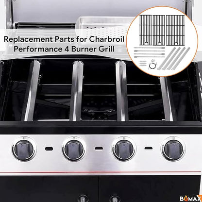 BQMAX 17 Inch Grill Parts Kit for Charbroil Performance 4 Burner Grill 463354021 463365522 463352521 463366022 463351221 G426-0005-W1, Cooking Grill Kit Replacement Parts for Charbroil Grill 4 Burner