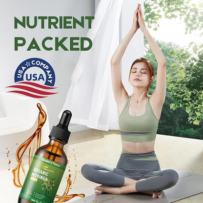 Moringa Leaf Drops with Vitamin C, Moringa Oleifera Extract Liquid Drops for Immunity Support,Antioxidant,Overall Health & Energy,Vegan Herbal Supplement 2 fl oz