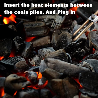 KITOSUN Electric Charcoal Starter 600W – Superior BBQ Grill Fireplace Coal Lighter Easy & Quick Ignite Briquettes |No Sparks or Flames | 304 Stainless Steel Coils Elements 5ft Long Cable (600W)