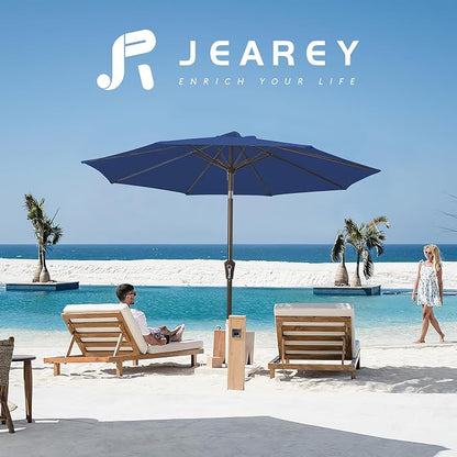 JEAREY 9FT Outdoor Patio Umbrella, Market Umbrella, Dark Blue | Outdoor Table - Image 6