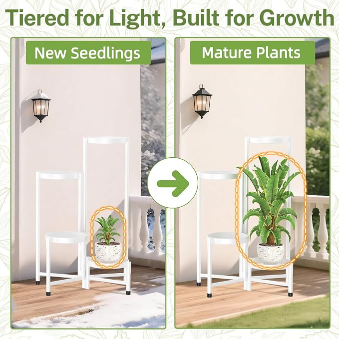 iDavosic.ly Plant Stand Indoor Outdoor, 4 Tier Metal Corner Shelf, Folding - Image 7