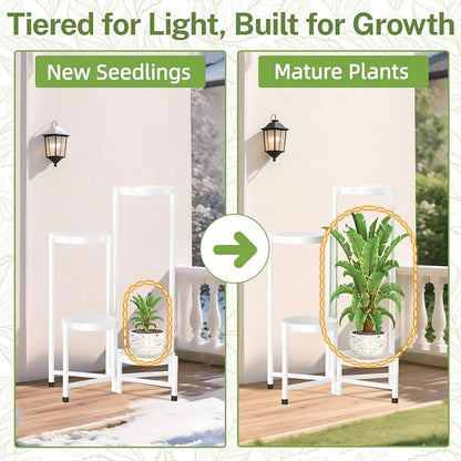 iDavosic.ly Plant Stand Indoor Outdoor, 4 Tier Metal Corner Shelf, Folding - Image 7