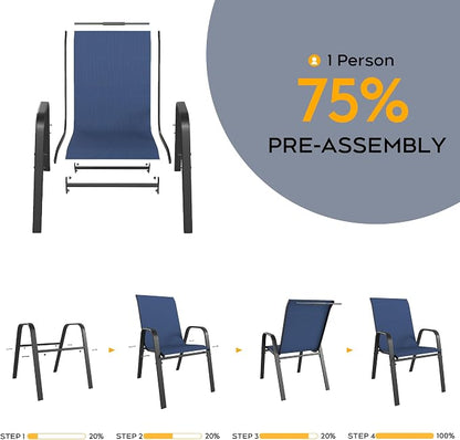 Stackable Patio Chairs Set of 8, Outdoor Chairs Set - Image 5