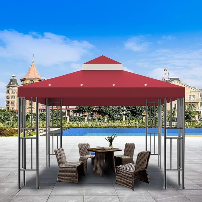 Sumfaller 10x10 FT Gazebo Replacement Canopy Top Cover | Double Tiered Canopy - Image 5