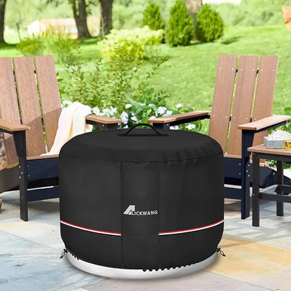 Fire Pit Cover for Solo Stove Bonfire,600D Tear-Resistant Heavy Duty Durable 100% Waterproof 20-22 Inch Smokeless Fire Pit Cover, Patio Weatherproof Gas Fire Pit, Black 22"x16"