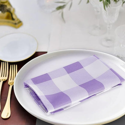 Buffalo Plaid Table Napkins Set of 25 Checkered Cloth Napkins 17x17 inch Washable Dinner Gingham Pattern Napkins Soft Napkins for Wedding Party Dining Banquet(Lavender and White)