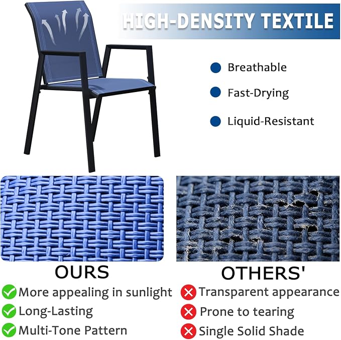 Outdoor Patio Chairs Set of 6, Lightweight Patio Set - Image 3