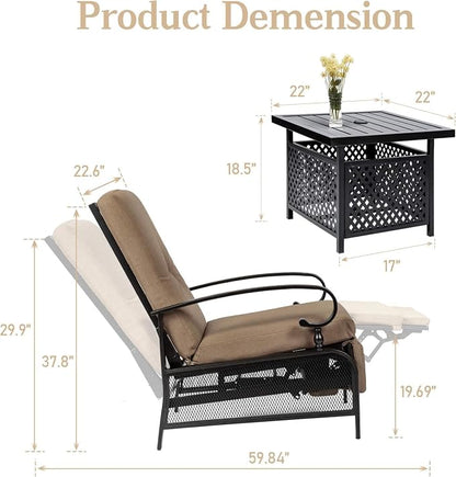 SUNCROWN Outdoor Recliner Chairs Patio Adjustable Relaxing Chair Outdoor Metal - Image 7