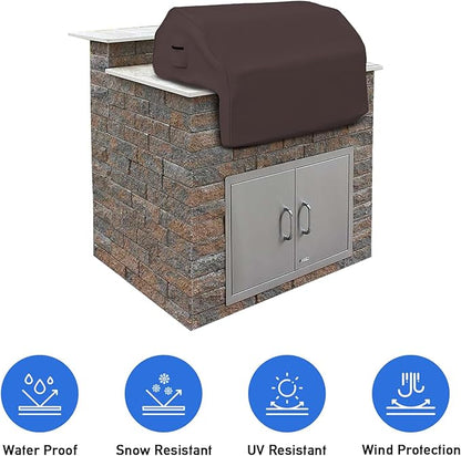 Covers & all Built-in Outdoor Grill Cover, Durable Heavy Duty 18 Oz Waterproof Cover Tuff Material with Air Pocket & Elastic for Snug Fit (48" W x 27" D x 26" H inches, Coffee)