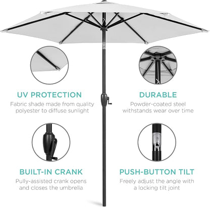 Best Choice Products 7.5ft Heavy-Duty Round Outdoor Market Table Patio Umbrella - Image 5