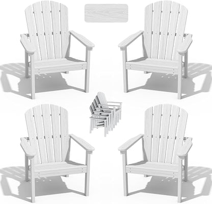 Stackable Adirondack Chairs Set of 4, Compact HDPE, All-Weather by nevilywood