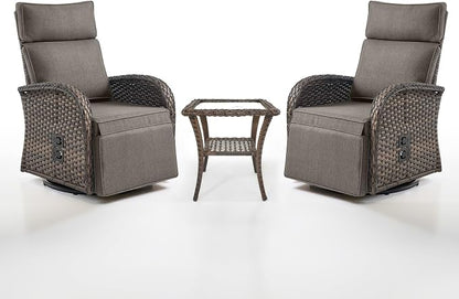 Dual-Adjust Swivel Outdoor Recliner Chair Set of 3 by Belord