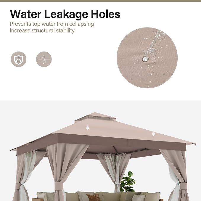 12'x12' Outdoor Gazebo, Heavy Duty Metal Frame Patio Canopy - Image 9