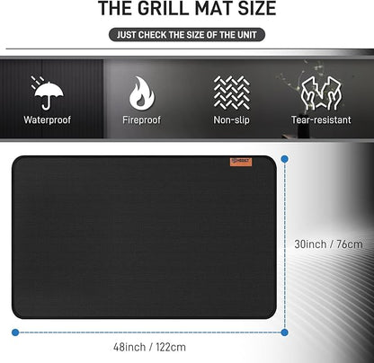 MODIGT 48 ×30 inch Under Grill mat, Double-Side Fireproof & Heat-Resistant Outdoor Grill Mat, Protective Mat for Patio, Courtyard, Tabletop, Outerdoor BBQ Fire Pit Fireplace Mat