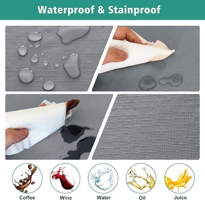 LUSHVIDA 6 Packs Vinyl Tablecloths with Flannel Backing for 8ft Rectangle Folding Table Cloths - Waterproof Plastic Picnic Table Covers with Elastic Corners, 30x96 inch, Light Gray