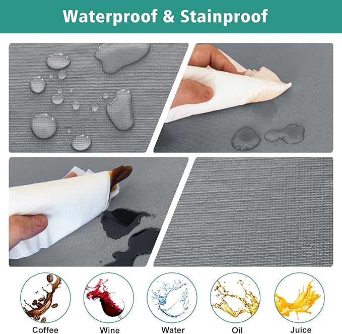 LUSHVIDA 6 Packs Vinyl Tablecloths with Flannel Backing for 4ft Rectangle Folding Table Cloths - Waterproof Plastic Picnic Table Covers with Elastic Corners, 30x48 inch, Light Gray