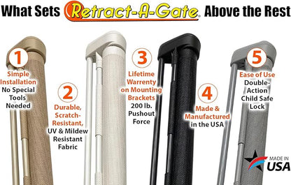 Retract-A-Gate 52" White: The Original and only Made in USA Retractable Baby, Dog, & Cat Gate