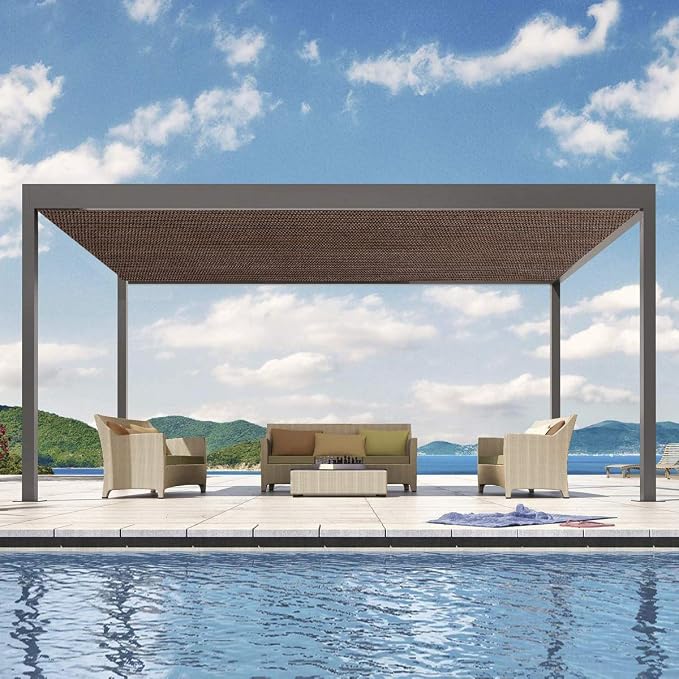 Eden's Decor Straight Flat-Edged Sun Shade Sail Rectangular 9' x 22' Brown - Image 7