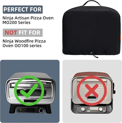 Waterproof Cover for Ninja Pizza Oven MO201, UV Resistant, Windproof Accessories for Ninja Artisan Outdoor Pizza Oven, Power Cord Storage Pocket, Adjustable Drawstrings and Elastic Bands (Cover Only)