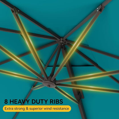10x10FT Cantilever Outdoor Umbrella, 360° Rotating Large Offset Square Patio - Image 7