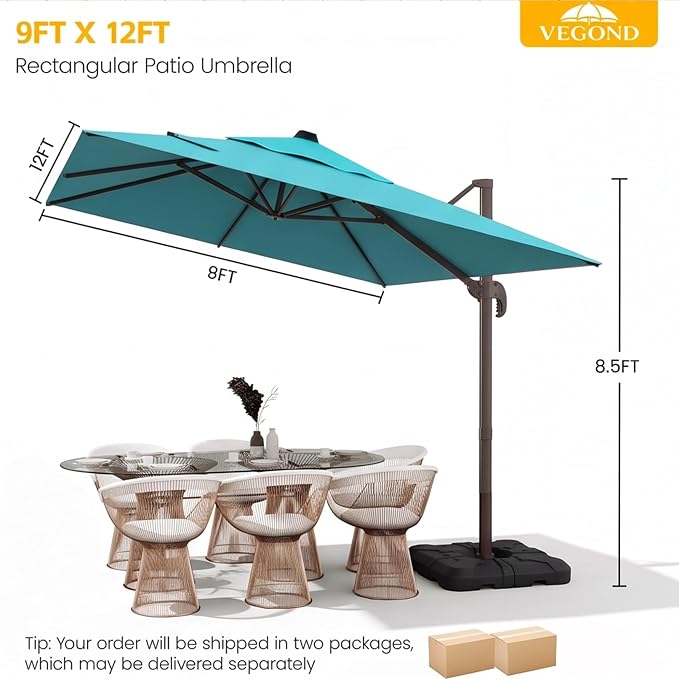 9x12 FT Patio Cantilever Umbrella - Image 2