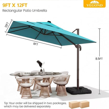 9x12 FT Patio Cantilever Umbrella - Image 2