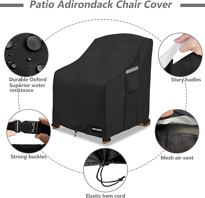 Outdoor Chair Covers 37"W x 40"D x 36"H,600D Heavy Duty Waterproof Patio Chair Cover,Outdoor Furniture Covers for Lawn/Garden Chiar,Black