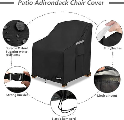Outdoor Chair Covers 37"W x 40"D x 36"H,600D Heavy Duty Waterproof Patio Chair Cover,Outdoor Furniture Covers for Lawn/Garden Chiar,Black