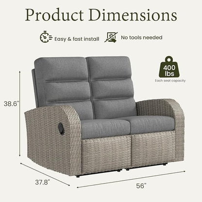 Oversized Wicker Outdoor Recliner Lovseat - Image 2