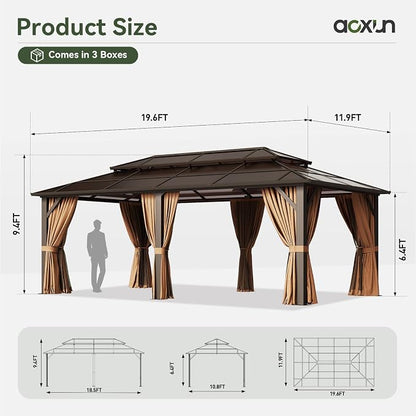 Aoxun 12'x20' Hardtop Gazebo - Image 8