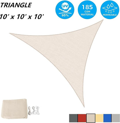 AsterOutdoor Sun Shade Sail Triangle 10' x 10' x 10' UV Block Canopy - Image 2