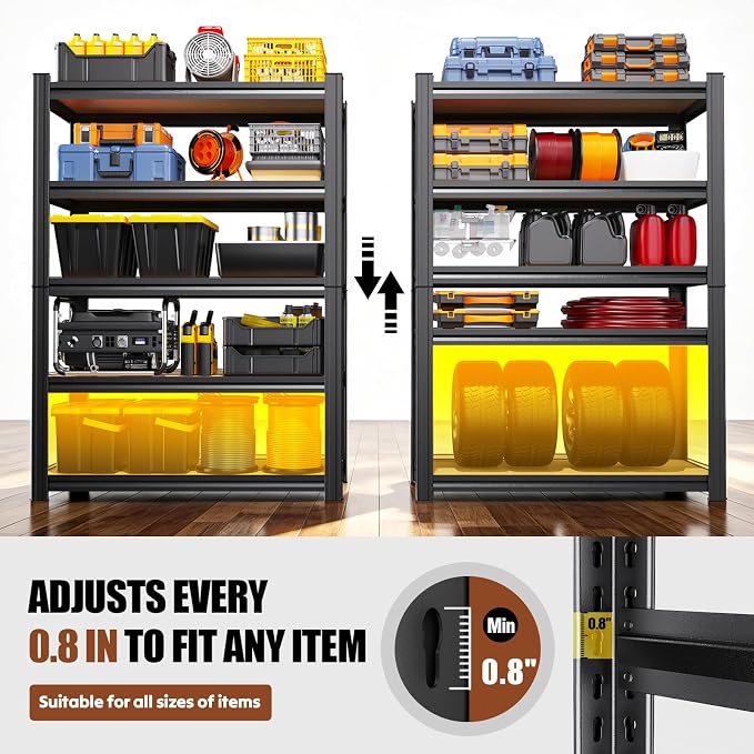 2-Pack 71.2''H Storage Shelves, Wood Garage Shelving, Adjustable Heavy Duty - Image 5