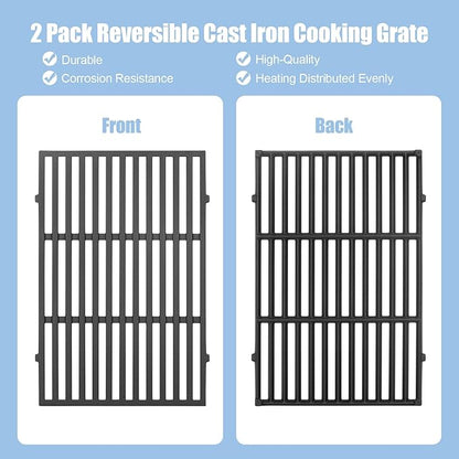 Cast Iron 7638 Grill Grates Replacement Parts for Weber Spirit I/II 300 Series Gas Grill, Cooking Grate for Spirit E/S-310 E/S-320 E/S-330 Spirit 700, Genesis 1000-3500, Silver Gold Platinum B/C,17.5"