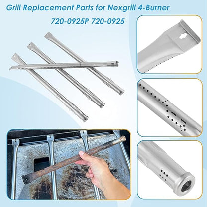 Replacement Parts for Nexgrill 4 Burner 720-0925P 720-0925 720-0925PG, Grill Grates Heat Shield and Burner Kit for Nexgrill Replacement Parts 4 Burner 720-0925P