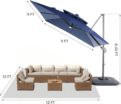 JZAC & QZYD 9x9 FT Cantilever Offset Patio Umbrella - Image 4