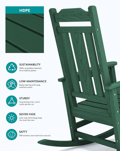 SERWALL HDPE Oversized Outdoor Rocking Chairs Set of 6, Patio Rocker, All - Image 7